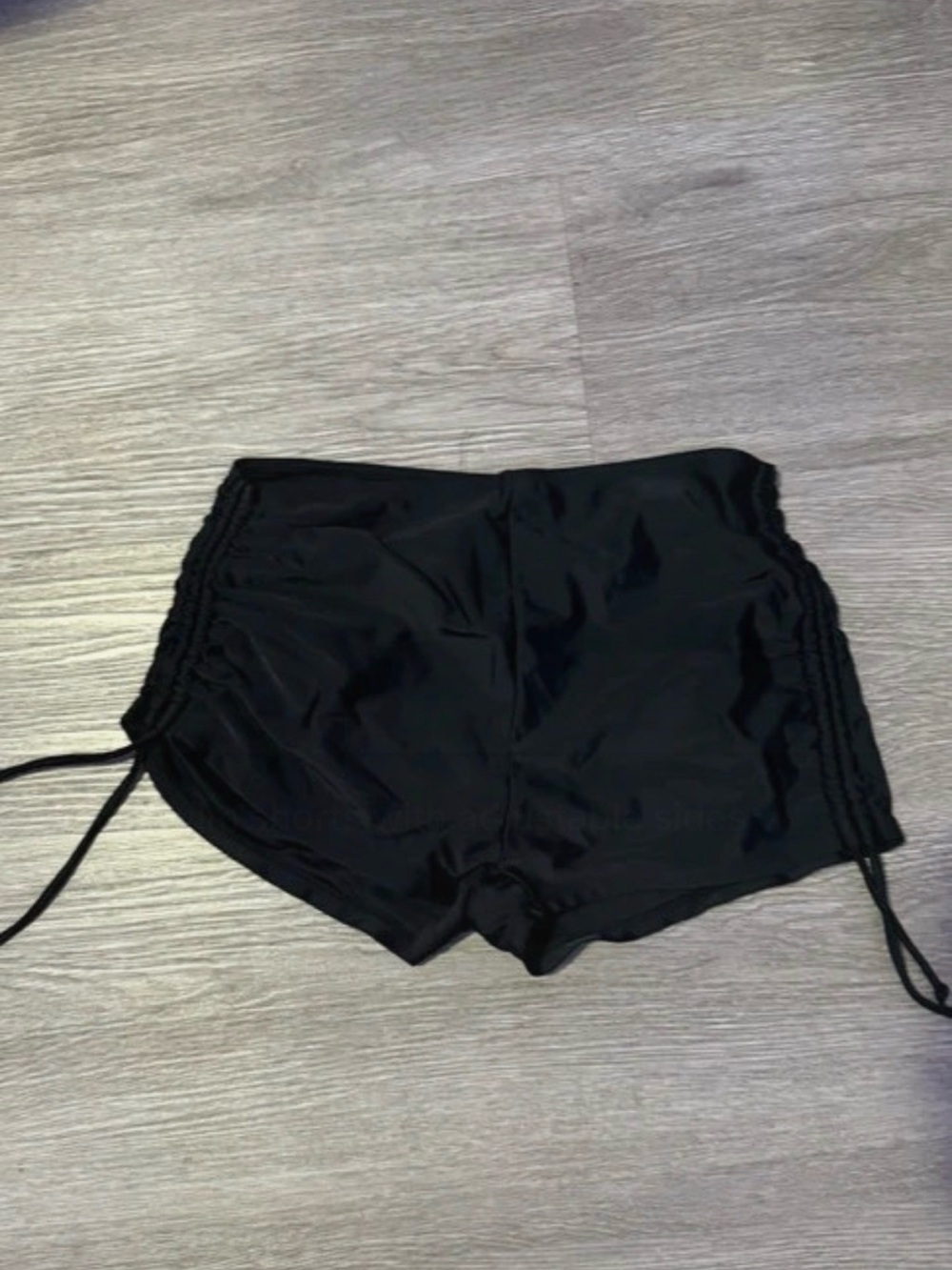 Black Women's Swim Bikini Shorts with Side Drawstrings